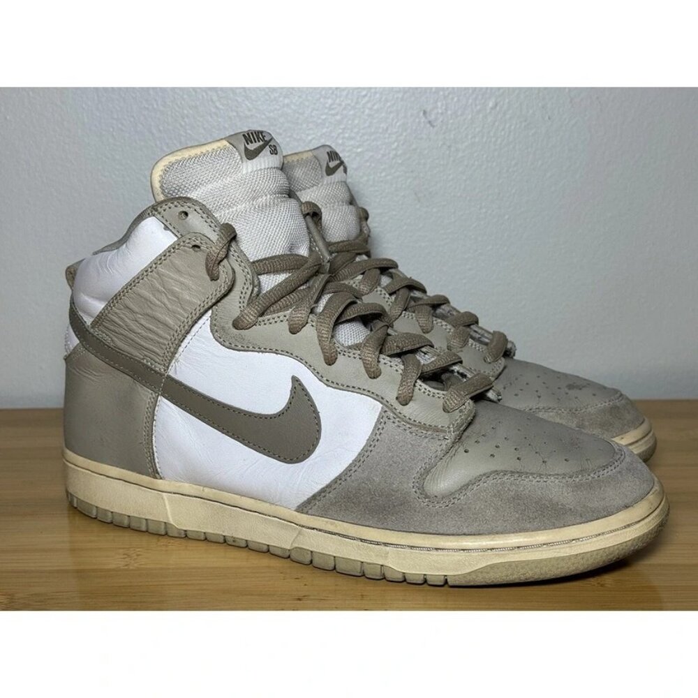 Size 11 - Nike SB Dunk High Pro White Khaki Creed‎ Tan Mens 2006 Rare 305050-121